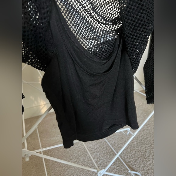 Windsor Black Mesh Top with Built-In Cropped Cami - Picture 5 of 6